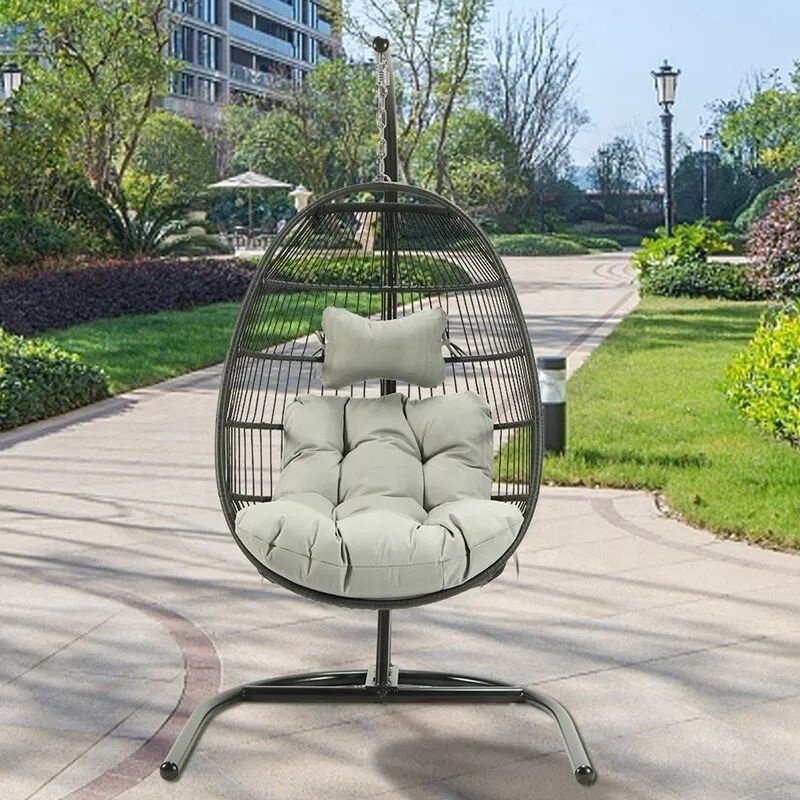 MANDELA Patio Swings Hanging Chair Single Seat Outdoor Garden Egg Chair Swing with Stand