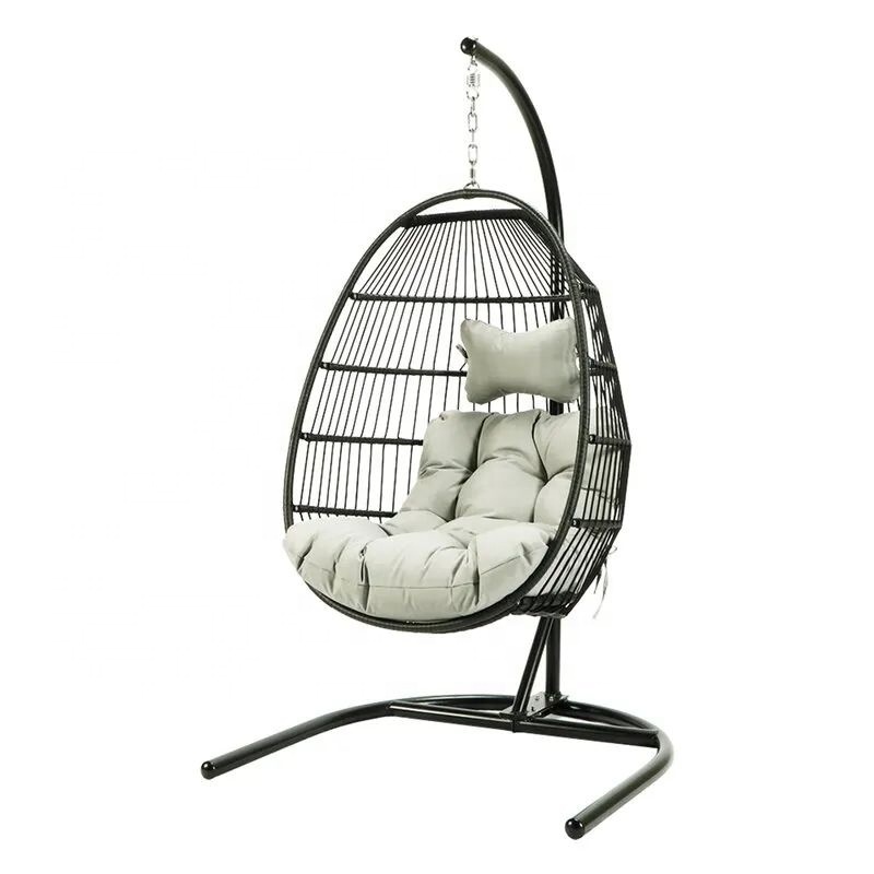 MANDELA Patio Swings Hanging Chair Single Seat Outdoor Garden Egg Chair Swing with Stand