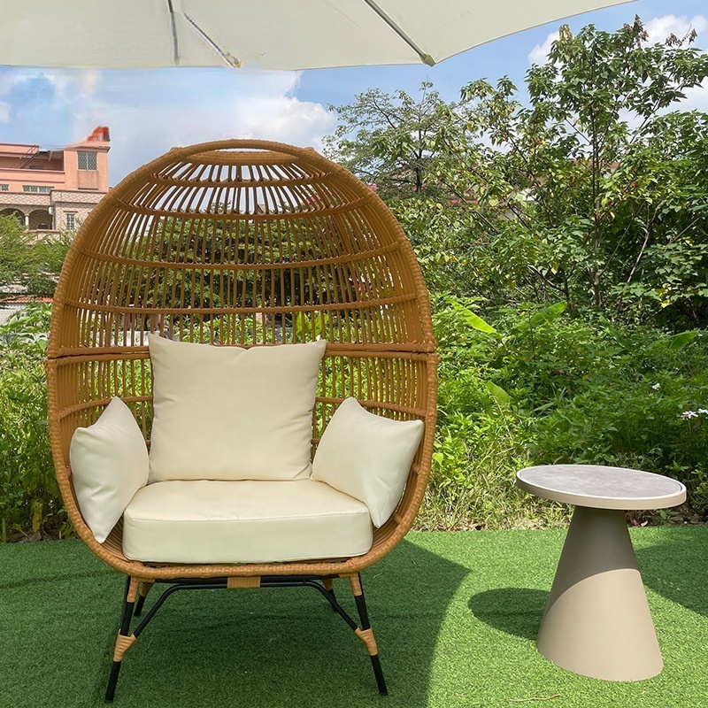 Modern Outdoor furniture Rattan Egg Shape Chair Garden Egg Chair with 4 Legs stand Egg chairs indoor for all people