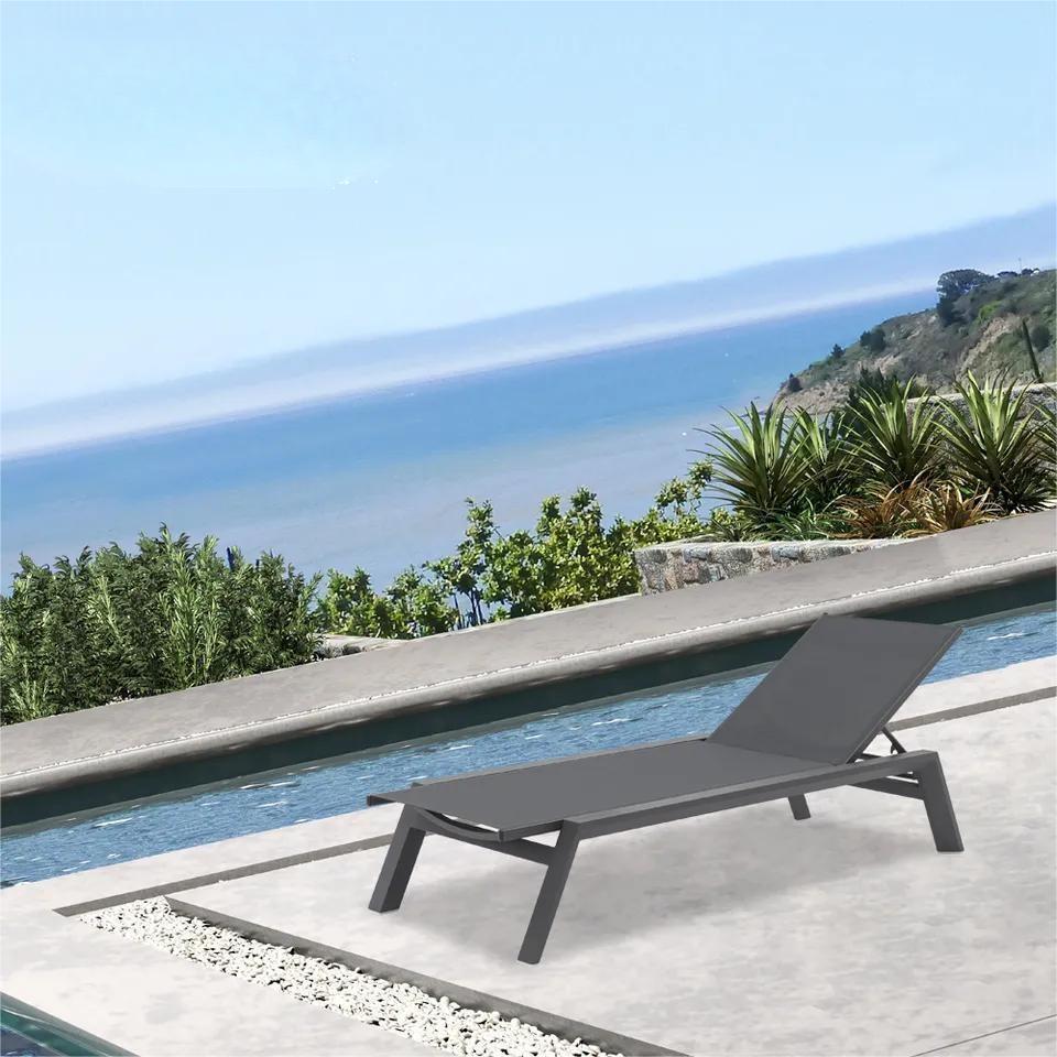 Outdoor Furniture Patio Sun Loungers Chaise Lounge Set Aluminum Fabric Swimming Pool Sunbed