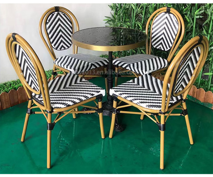 MANDELA Cafe Hotel French Style Bistro Rattan Table And Chairs Outside Patio Garden Chair Restaurant Furniture set