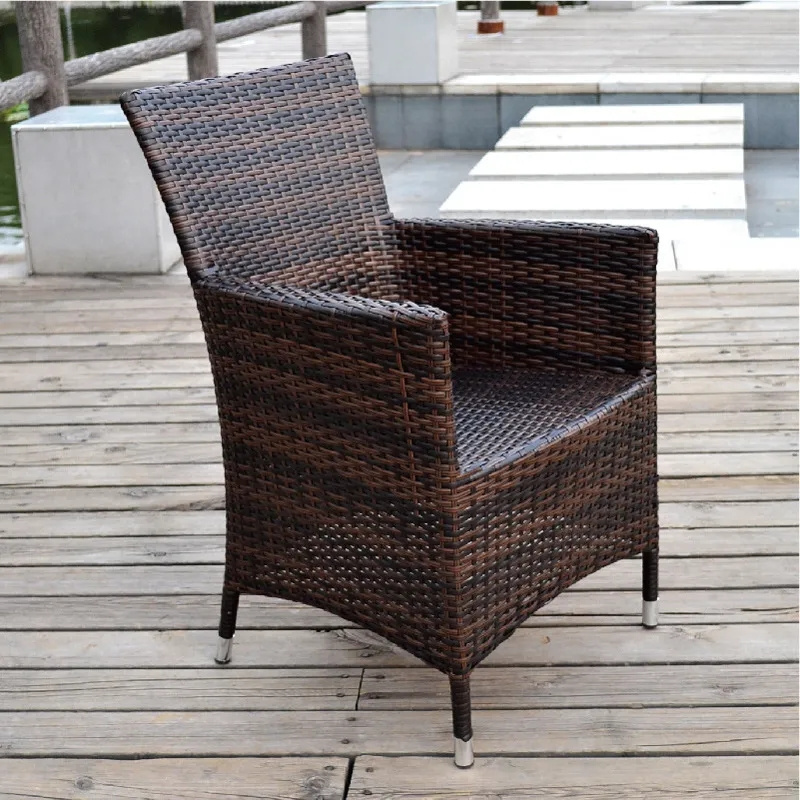 MANDELA Outdoor Wicker 7-Piece Seating Set Loveseat 6 Arm Chairs and 1 table patio Weathered Brown cafe table and chairs dine