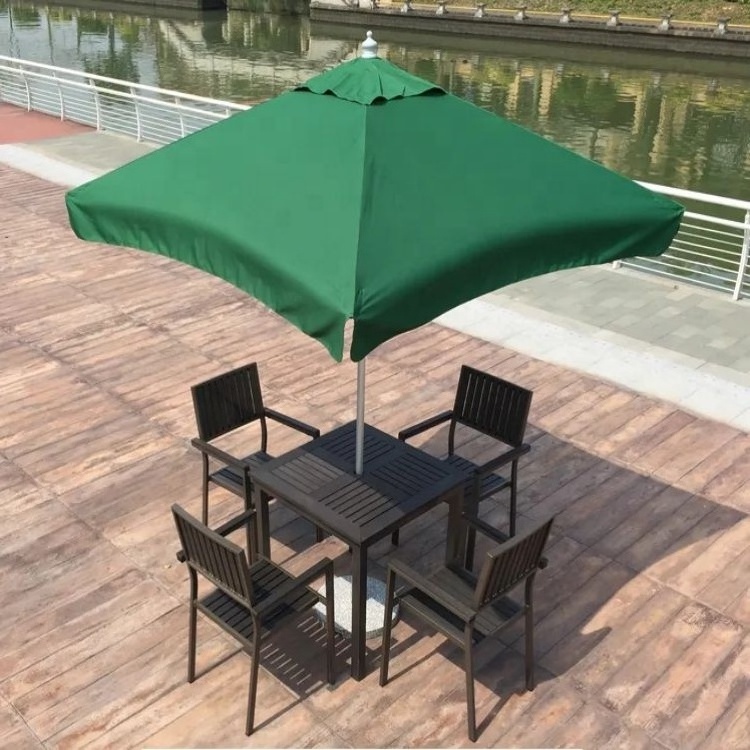 MANDELA Modern Outdoor Bench Relax Aluminum Furniture Set Garden Stackable Conversational Dining Table and Fabric Arm Chair