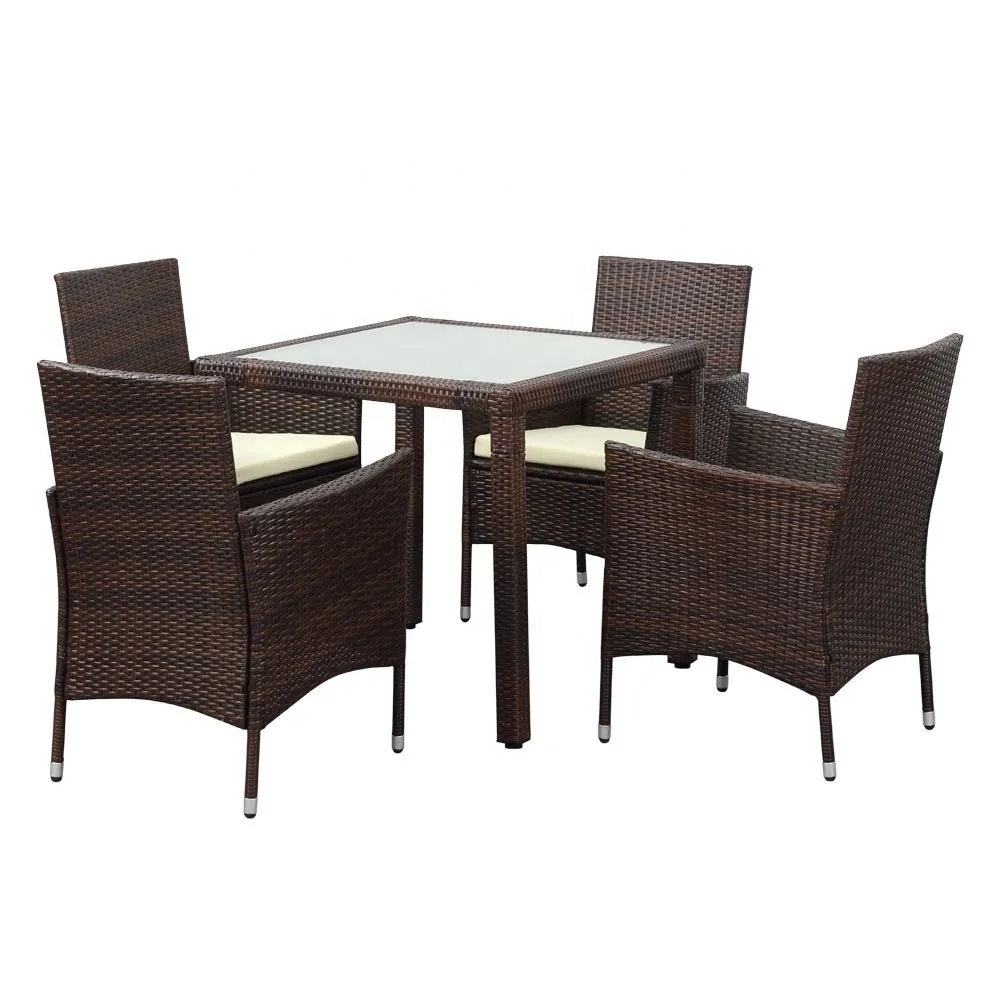 MANDELA Outdoor Wicker 7-Piece Seating Set Loveseat 6 Arm Chairs and 1 table patio Weathered Brown cafe table and chairs dine