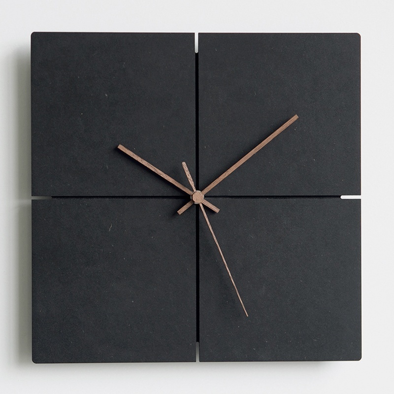 2019 EMITDOOG Black Square Modern Creative Wooden Silent Digital Wall Clock