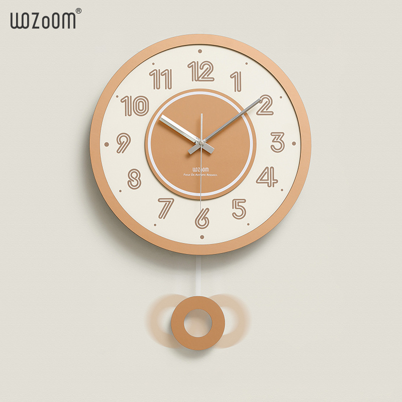 WOZOOM Modern Nordic Style Wall Pendulum Clock 30cm Acrylic MDF Art with Quartz Movement and Battery Powered Needle Display