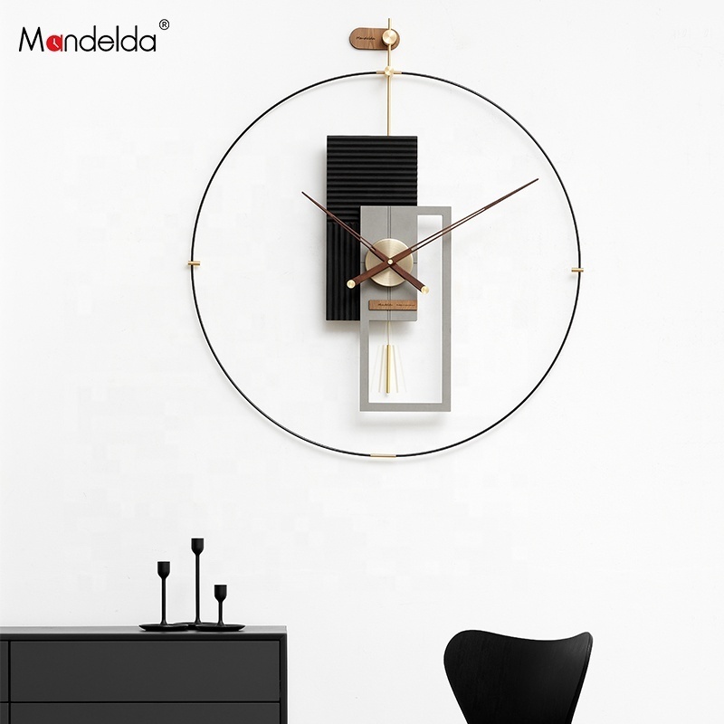 Mandelda Creative Metal Clocks Wall Minimalist Modern Clocks For Living Room Concrete Nordic Luxury 3d Clock Home Decor