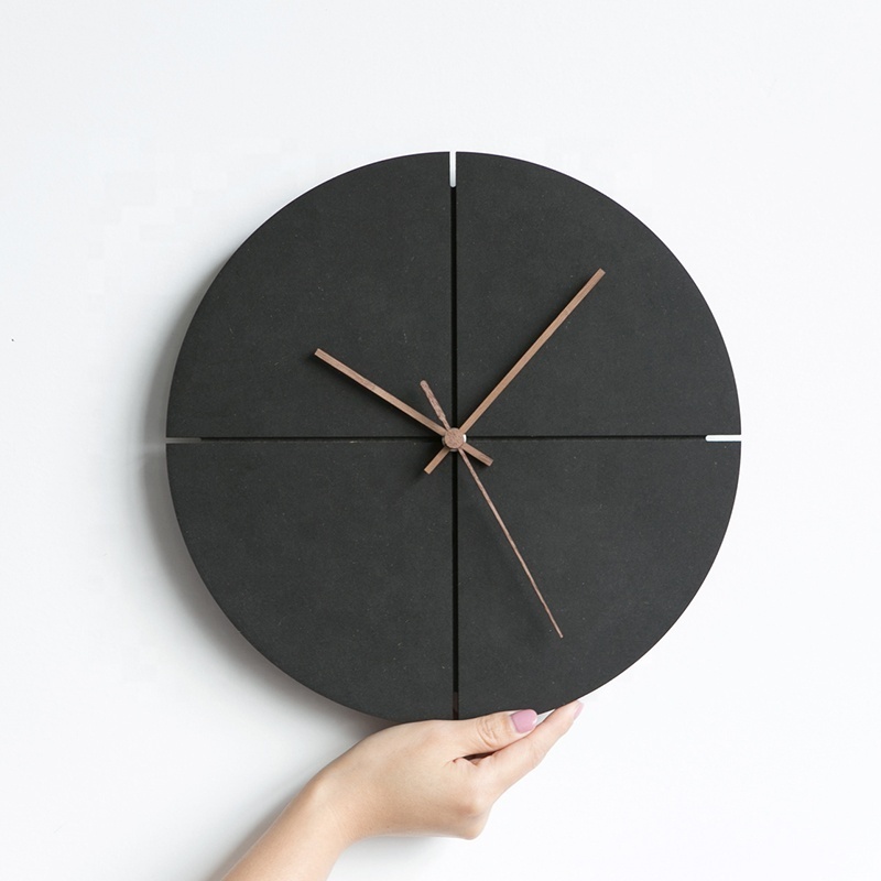 2019 EMITDOOG Black Square Modern Creative Wooden Silent Digital Wall Clock