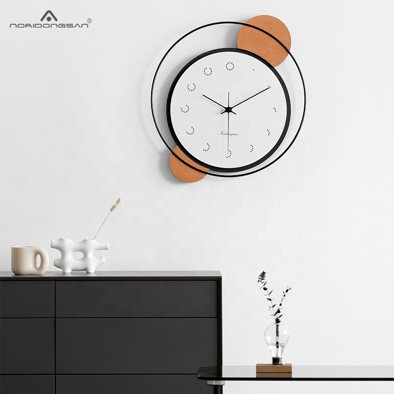 Noridongsan Circle Fantasy Wall Clock Home Decor Minimalist Modern Metal Ecoboard Wood Metal Wall Clock Wall Art Decor