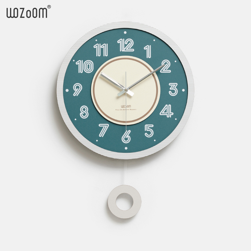 WOZOOM Modern Nordic Style Wall Pendulum Clock 30cm Acrylic MDF Art with Quartz Movement and Battery Powered Needle Display