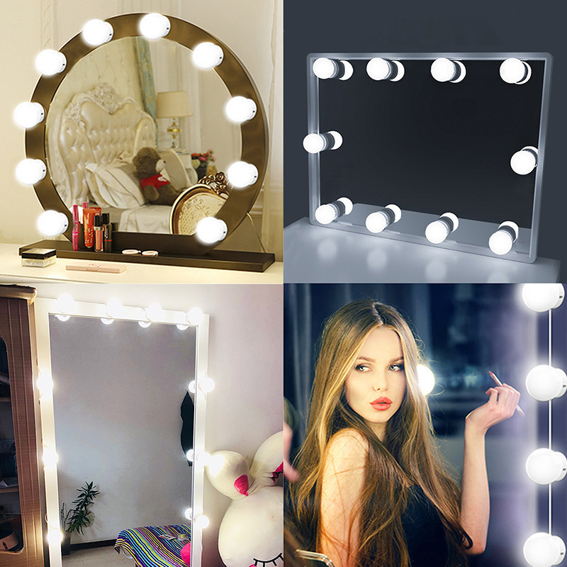 Led Mirror Lights Upgraded Hollywood Style Table LED Makeup Vanity Mirror Lights with 10 Dimmable Bulbs 3 Color Modes