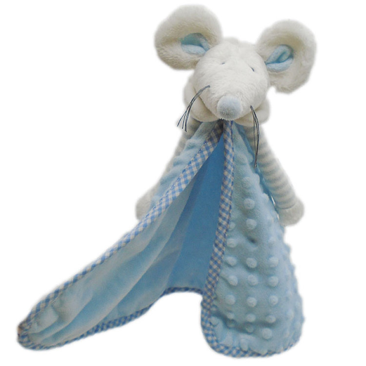 Babies play toy plush baby rattle set blue mouse baby toys