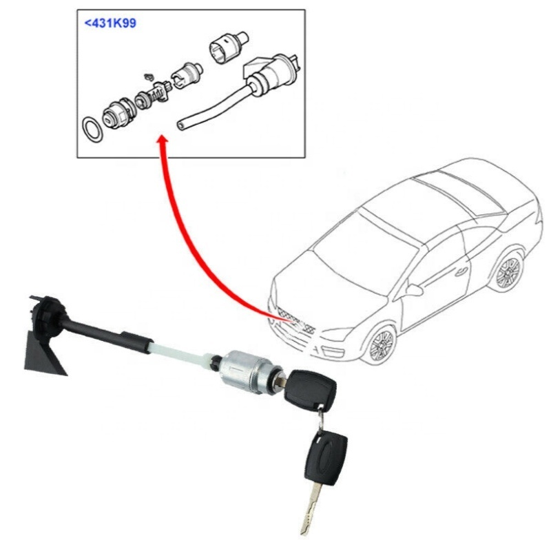 Auto Door Lock Bonnet Release Lock Repair Kit Latch and 2 Keys For Ford Focus MK2 04-12 1355231