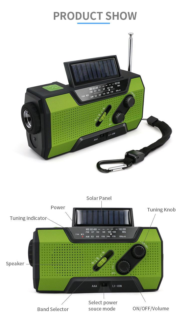 Best Price Emergency flashlight  NOAA Weather Radio for Reading radio hand crank solar survival radio