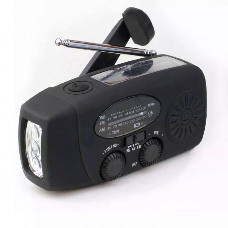 FM Digital Crank Emerncy Weather Radio Portable Flashlight with Solar Panel  Power Bank AM & SW Bands Display Screen