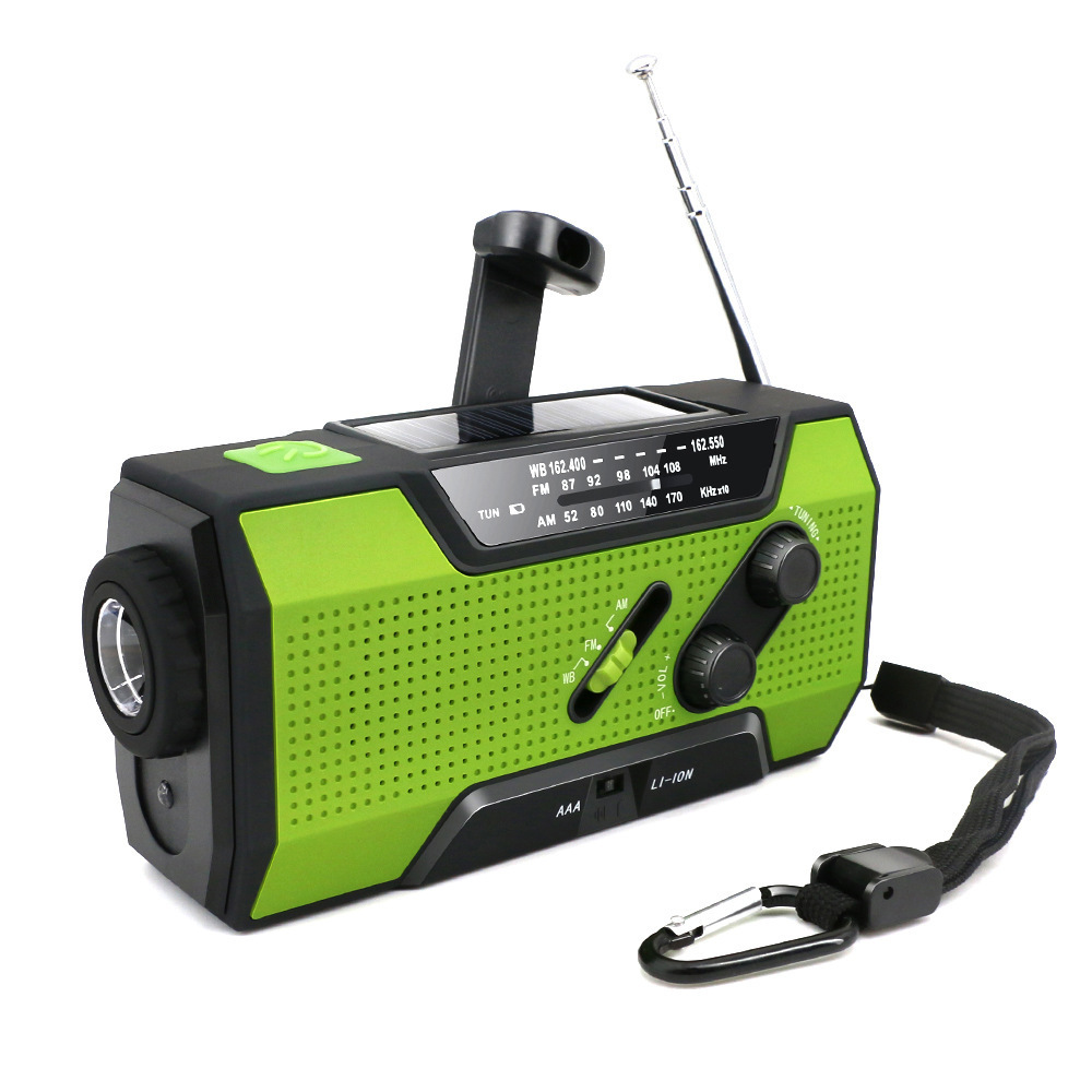 Portable Weather Radio Solar Charged Flashlight Usb Charging Radio Hand Held Radio Hand Crank