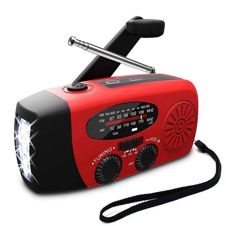 FM Digital Crank Emerncy Weather Radio Portable Flashlight with Solar Panel  Power Bank AM & SW Bands Display Screen