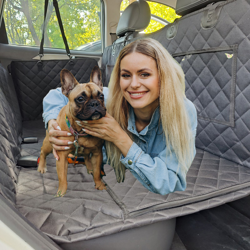 Backseat Large Dog Hammock for Car Seat Protector for SUV Truck with Side Flap&Pockets&Mesh Window