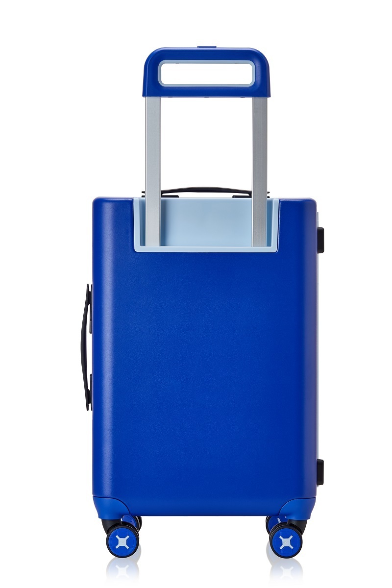 MGOB 2023 Blue Color Waterproof PC Material Aluminum Trolley Aircraft Wheels OEM Travelling Luggage Hard Shell Riding Luggage