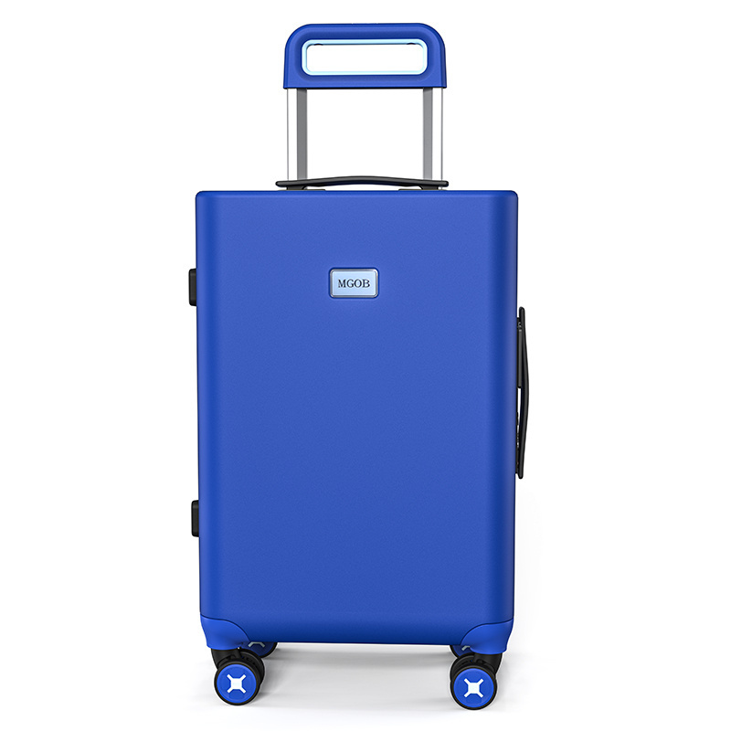 MGOB 2023 Blue Color Waterproof PC Material Aluminum Trolley Aircraft Wheels OEM Travelling Luggage Hard Shell Riding Luggage