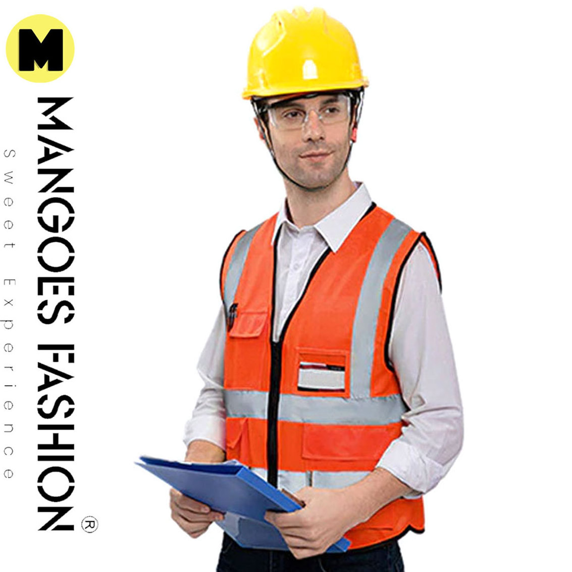 Reflective Vest With Pockets Hi Vis Orange Mesh Construction Safety Vests Outer Wholesale Workwear Vest