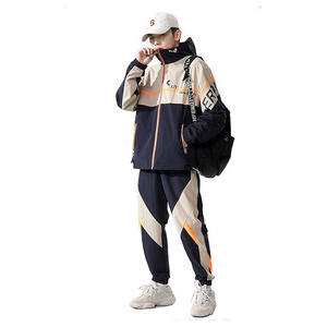 Vintage-Inspired Men's Windproof Sweat Suit - Retro Track Jacket and Track Pant Set for Athletic Performance and Streetwear Cool