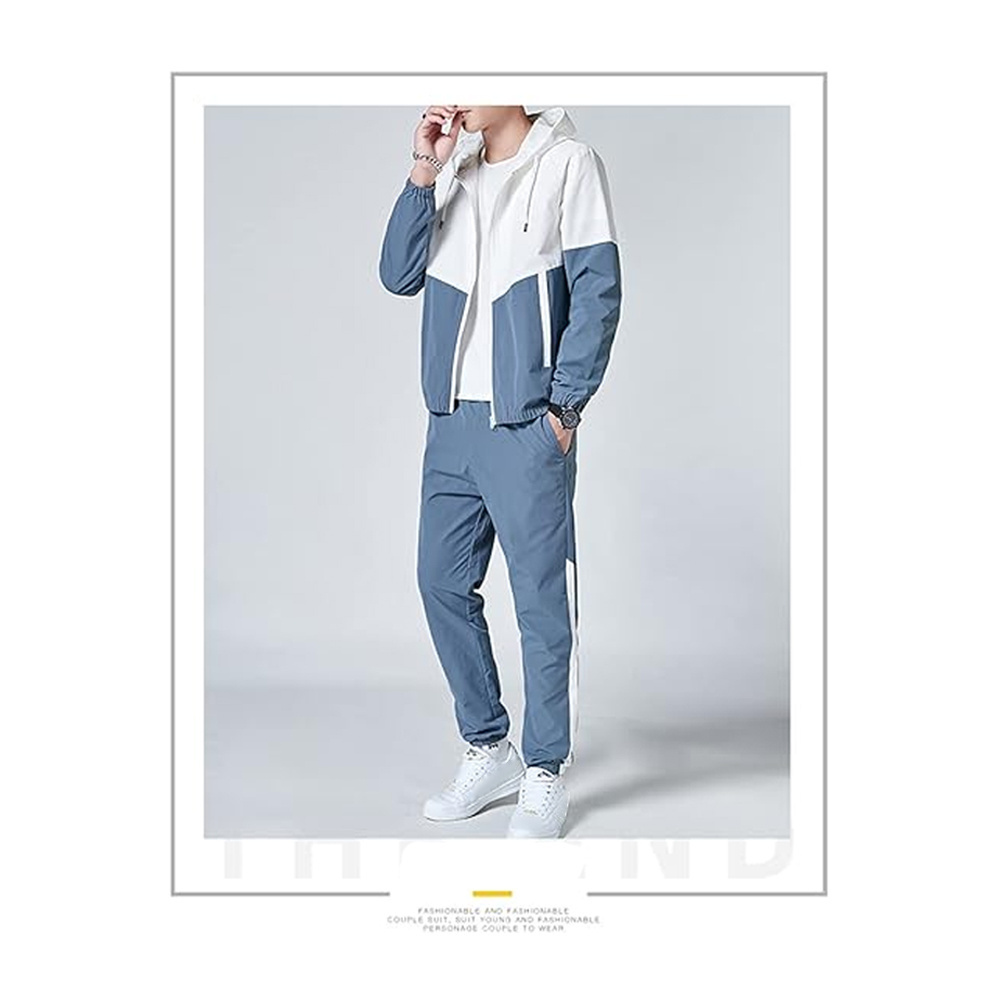 Classic Mens Retro Windbreaker Track Suit Set with Track Jacket and Track Pants - Athletic Hip Hop Style Windproof Suit