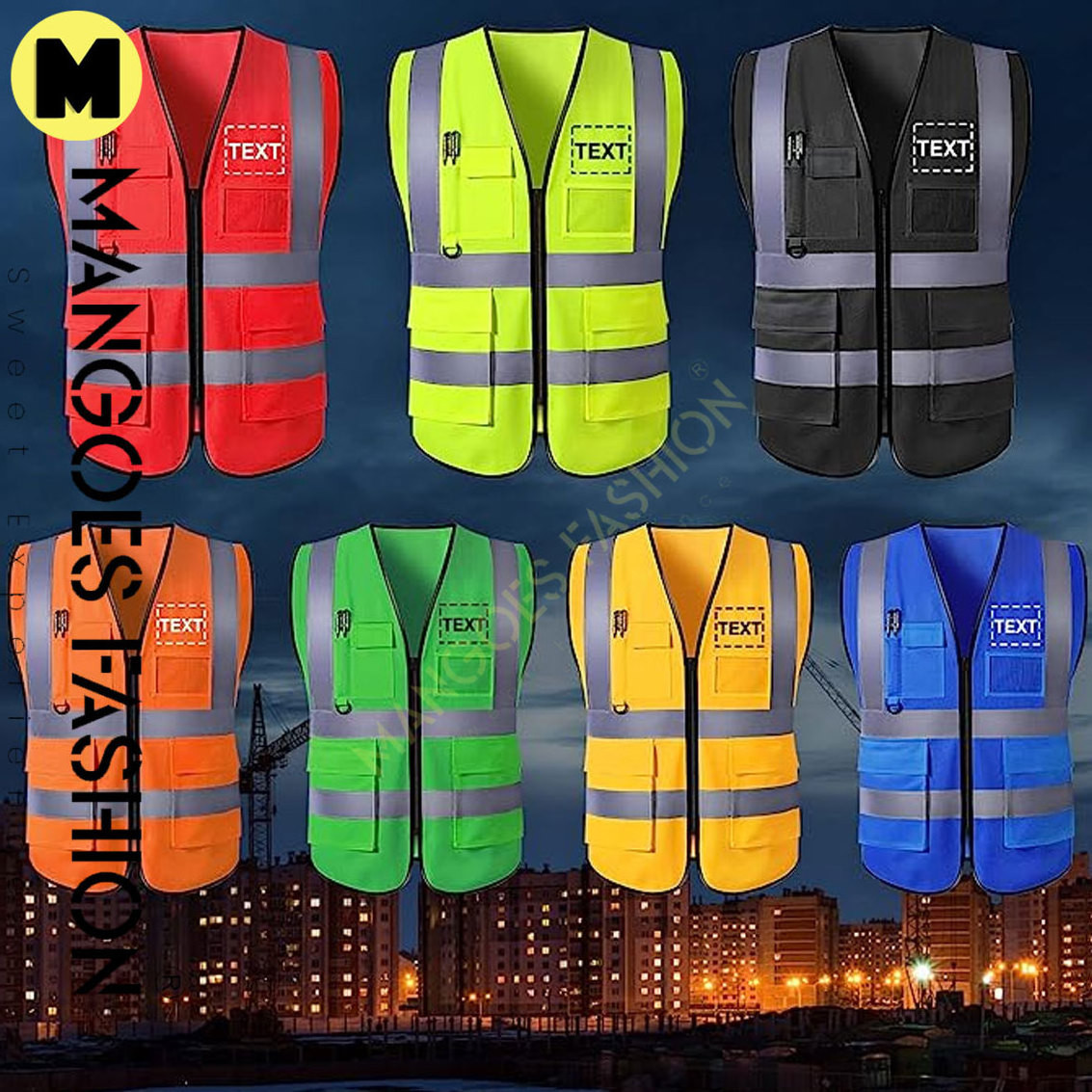 Workwear Reflective Safety Vest With Pockets Reflective Safety Hi Vis High Visibility Workwear Construction Top Quality