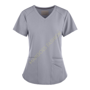 Women's 3-pocket Stretch V-neck Scrub High Quality Waterproof Breathable Non Woven Uniforms Hospital Surgical Scrub Suit