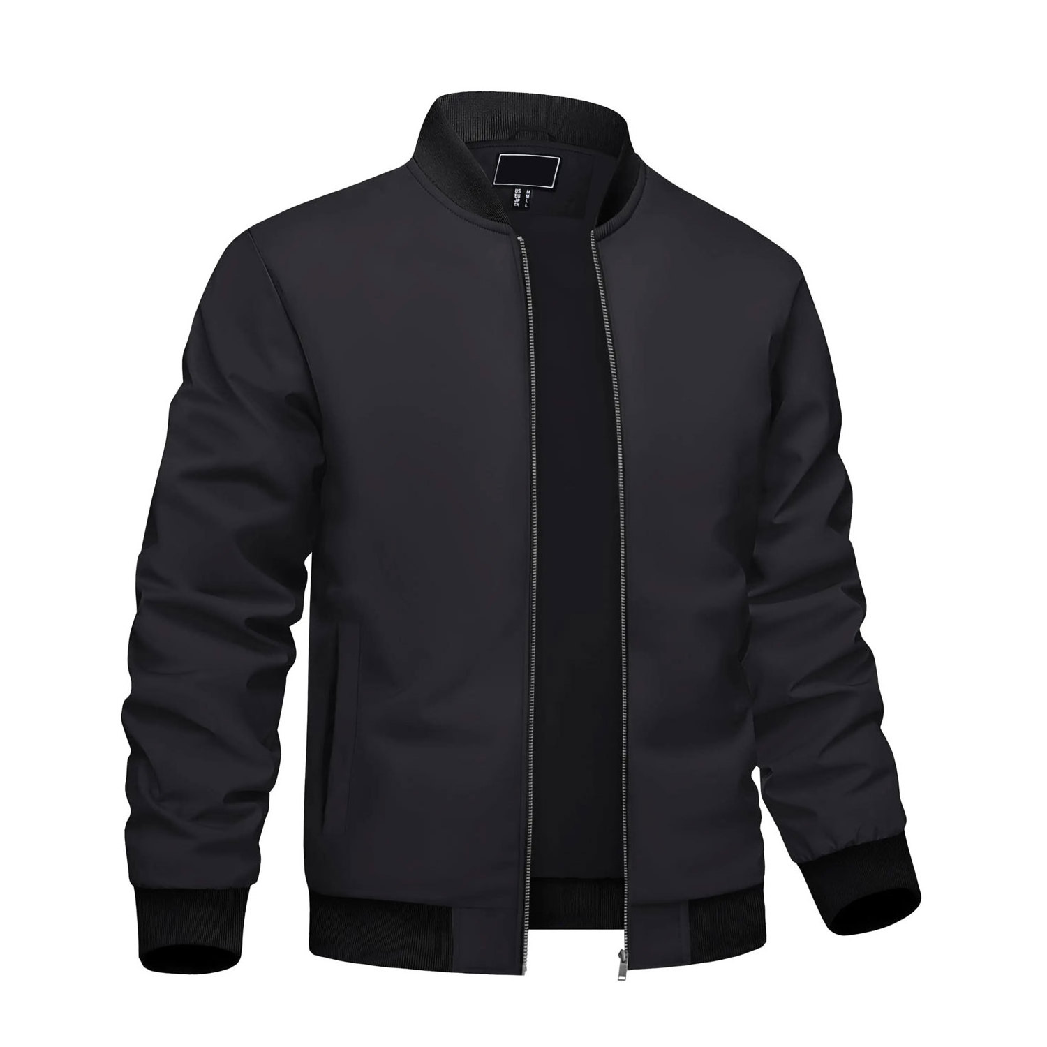 Men's Lightweight Waterproof Bomber Jacket - Casual Outdoor Basketball Coat Pocket Windproof Windbreaker