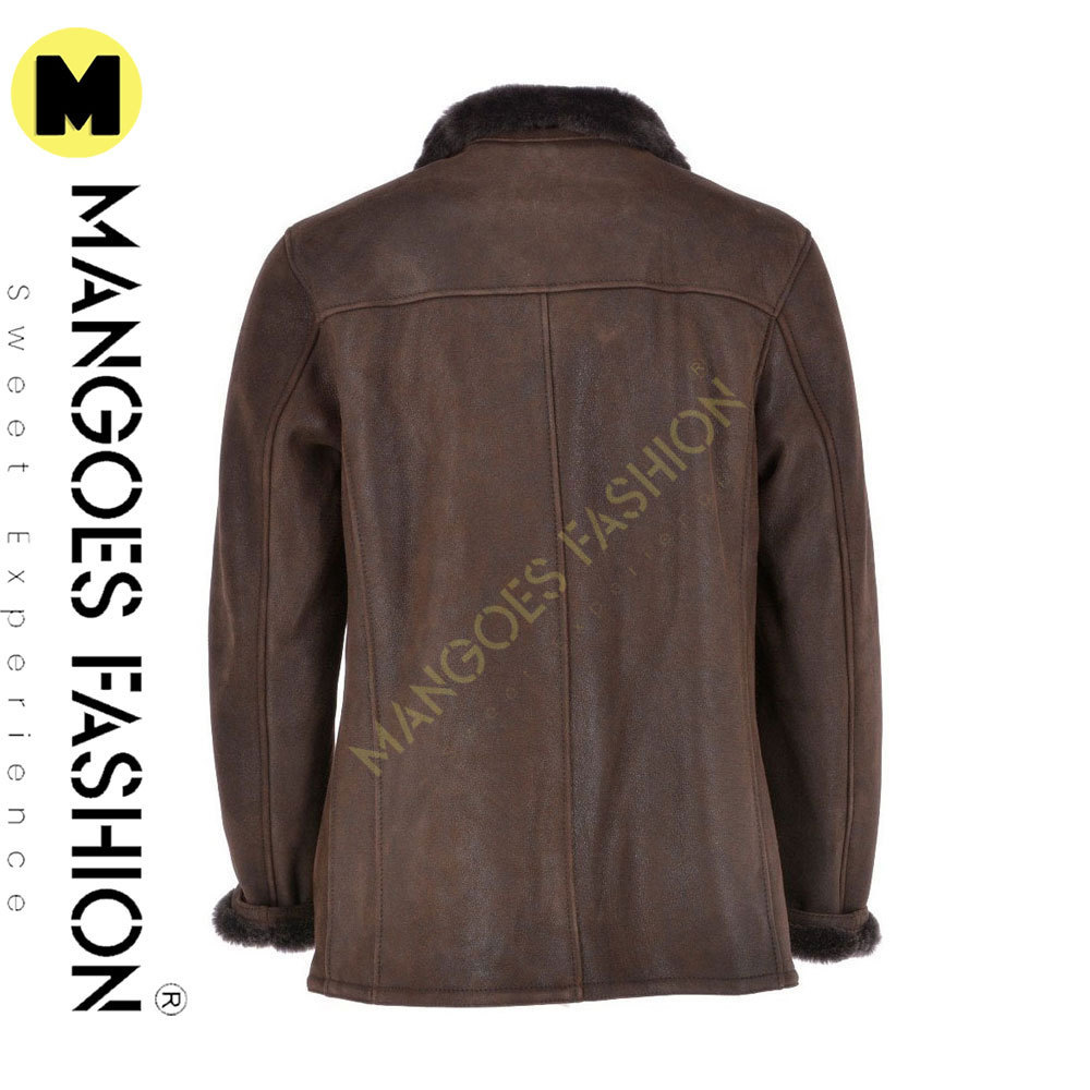 Timeless Elegance Classic Leather Sheepskin Coat in Brown Classic leather coat Sheepskin jacket Elegant sheepskin apparel