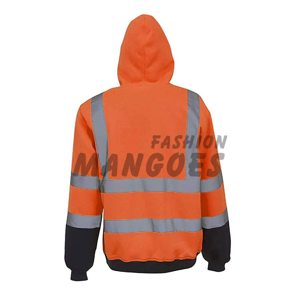 Men Safety Sweatshirt Jacket Class 3 High Visibility Workwear Reflective Hoodie Winter Lightweight Construction Gear