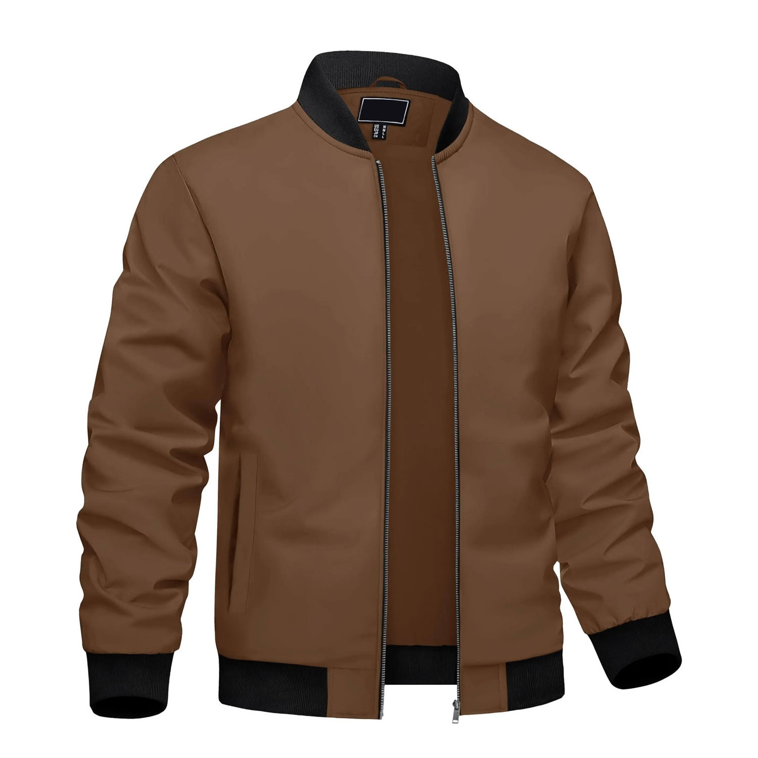 Men's Lightweight Waterproof Bomber Jacket - Casual Outdoor Basketball Coat Pocket Windproof Windbreaker