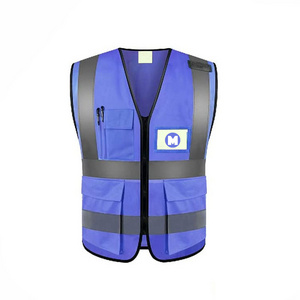 Running Work Clothes For Construction Blue Color Men Hi Vis Workwear Reflective Workwear Overalls Safety Vests