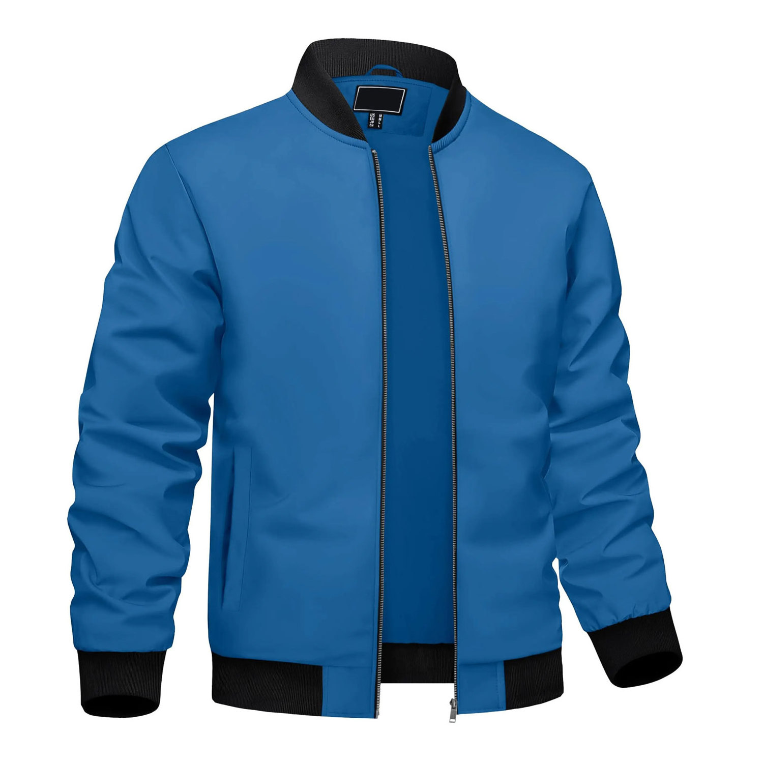 Men's Lightweight Waterproof Bomber Jacket - Casual Outdoor Basketball Coat Pocket Windproof Windbreaker