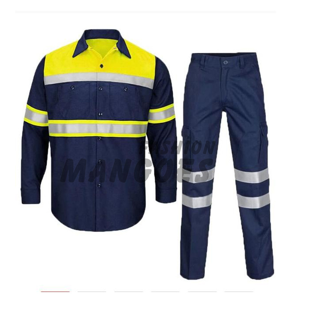 Summer Cotton Work Clothing Hi Vis Long sleeves reflective Safety working Uniform porter Construction Worker Coverall Electric