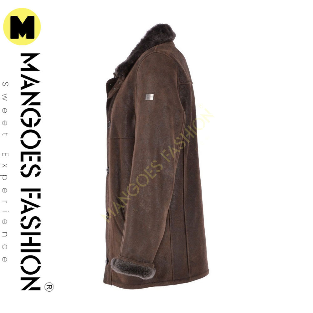 Timeless Elegance Classic Leather Sheepskin Coat in Brown Classic leather coat Sheepskin jacket Elegant sheepskin apparel