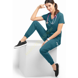 Wholesale Women's 7-pocket Jogger Scrub Pants Jogger Women Scrub Sets Hospital Uniform Women Nurse Stretch Scrubs Set