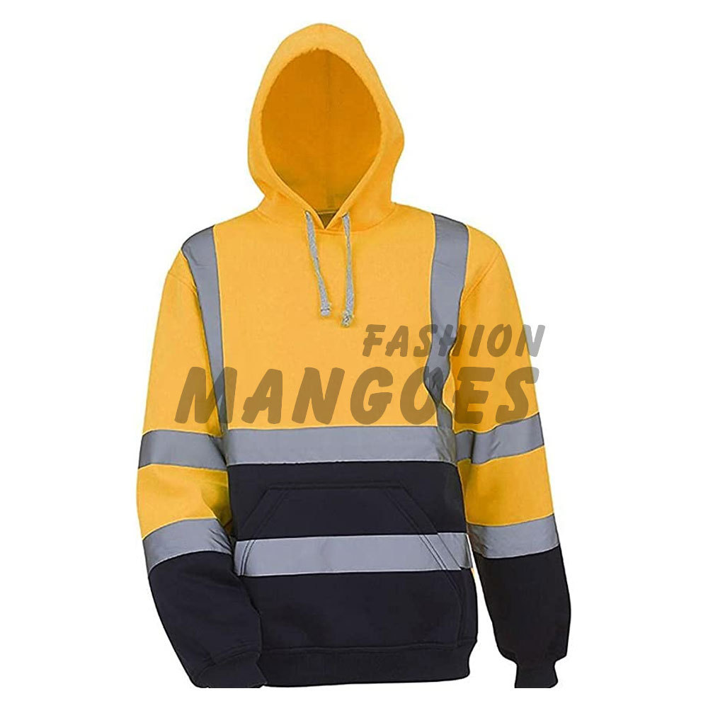 Men Safety Sweatshirt Jacket Class 3 High Visibility Workwear Reflective Hoodie Winter Lightweight Construction Gear