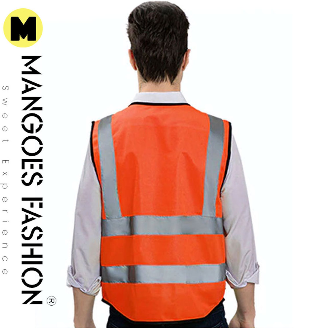 Reflective Vest With Pockets Hi Vis Orange Mesh Construction Safety Vests Outer Wholesale Workwear Vest