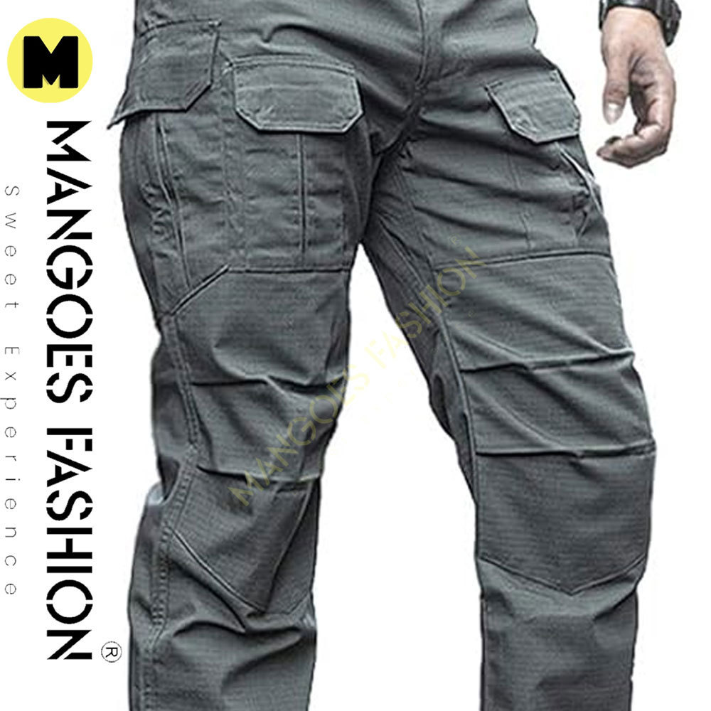 Men's Outdoor Tactical Pants Rip Stop Lightweight Waterproof Combat Cargo Work Hiking Pants Polyester Rip-stop Fabric