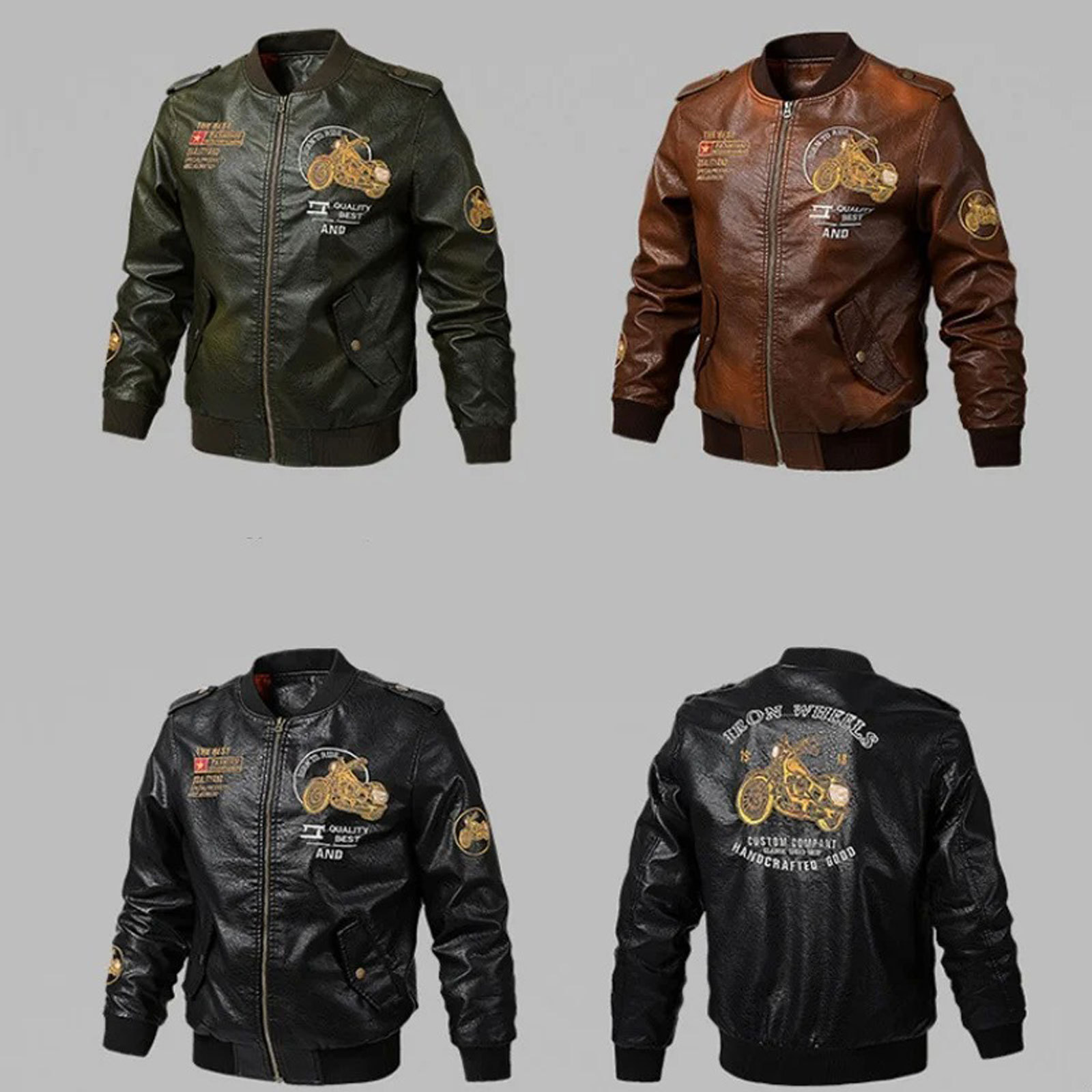 High Street Personality Embroidery Baseball Jackets Coat Men Clothing - Stylish PU Leather Motorcycle Jacket