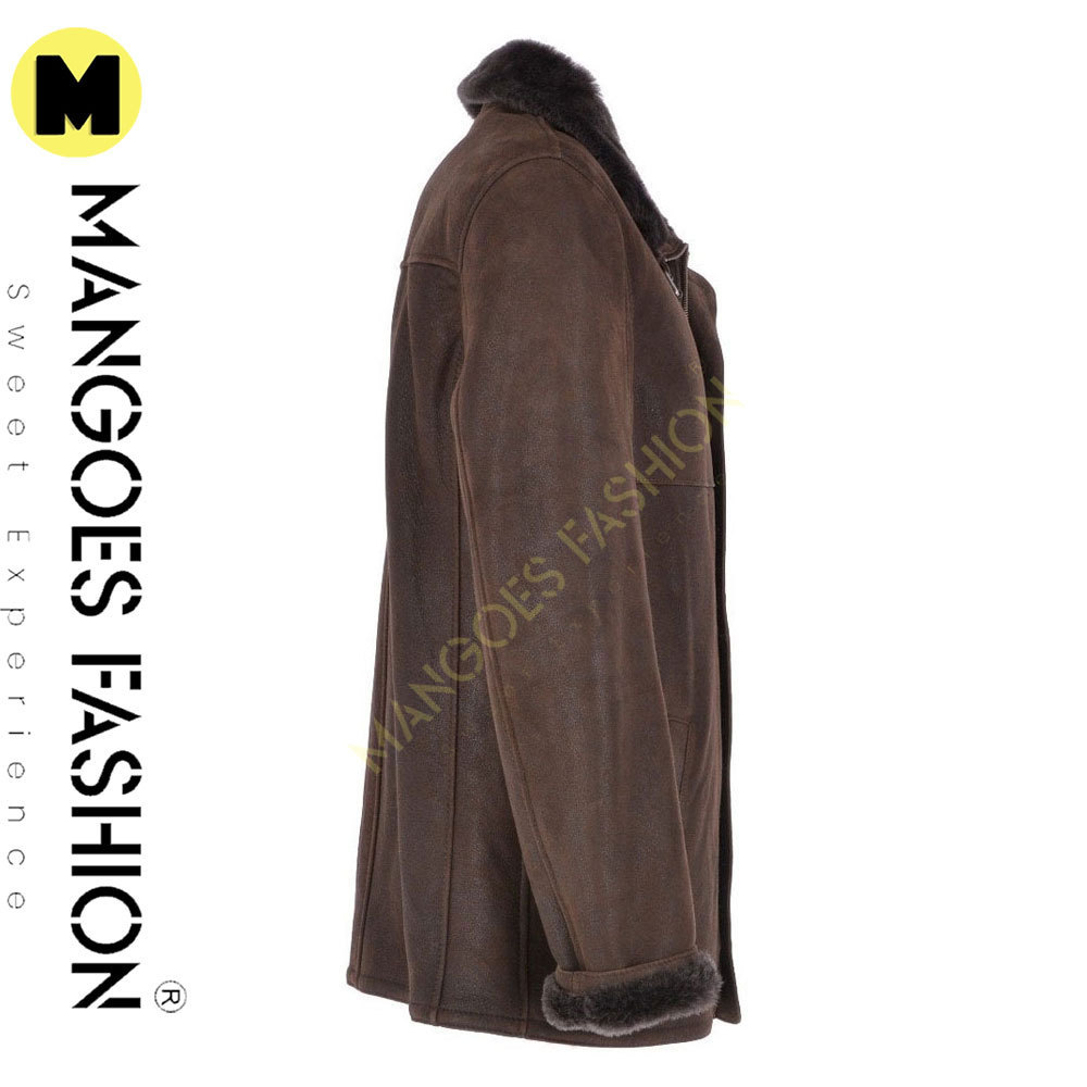 Timeless Elegance Classic Leather Sheepskin Coat in Brown Classic leather coat Sheepskin jacket Elegant sheepskin apparel