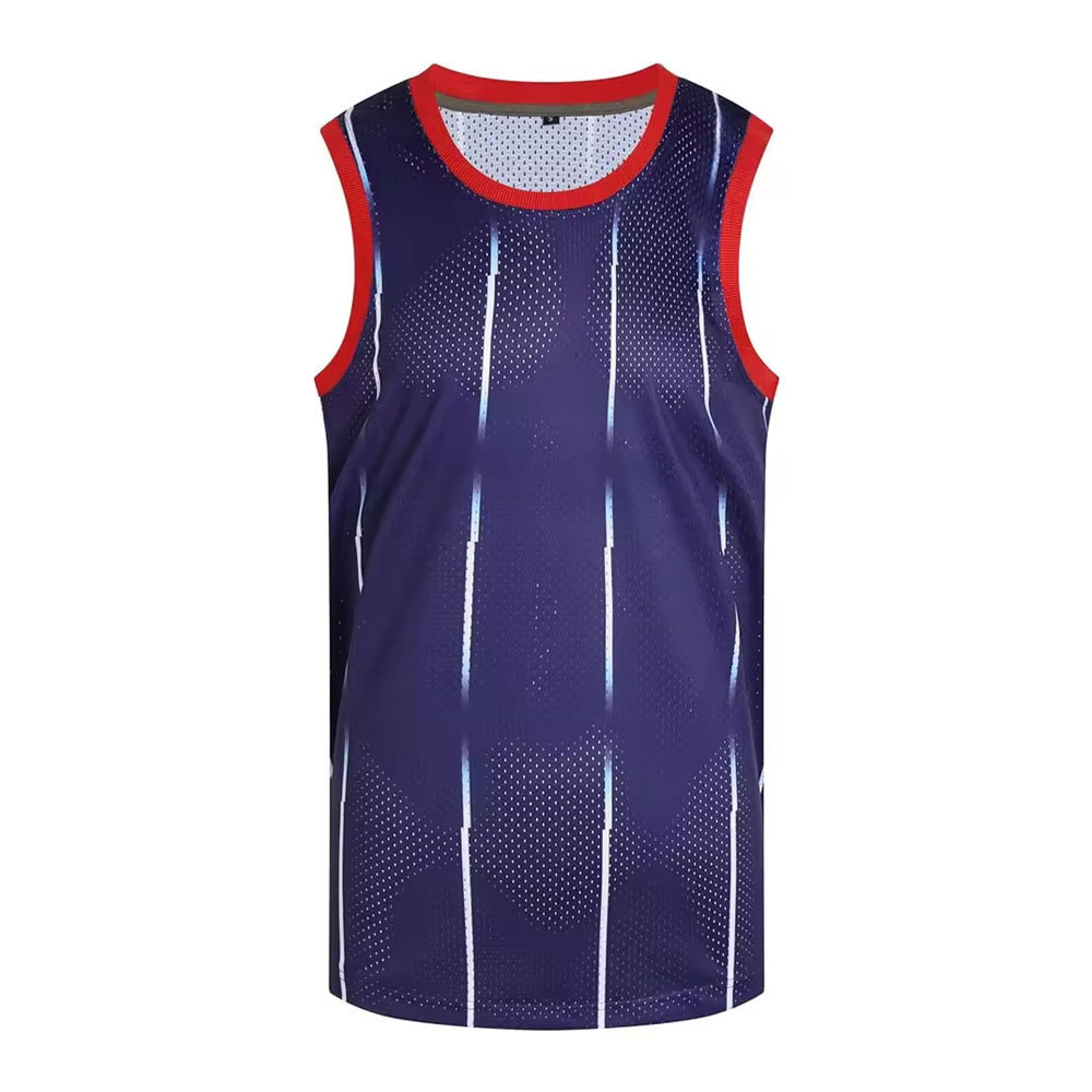 Mens Custom Made Professional Jersey Wholesale 100% Polyester Mesh Quick Dry White/Blue Stripe-navy Jersey