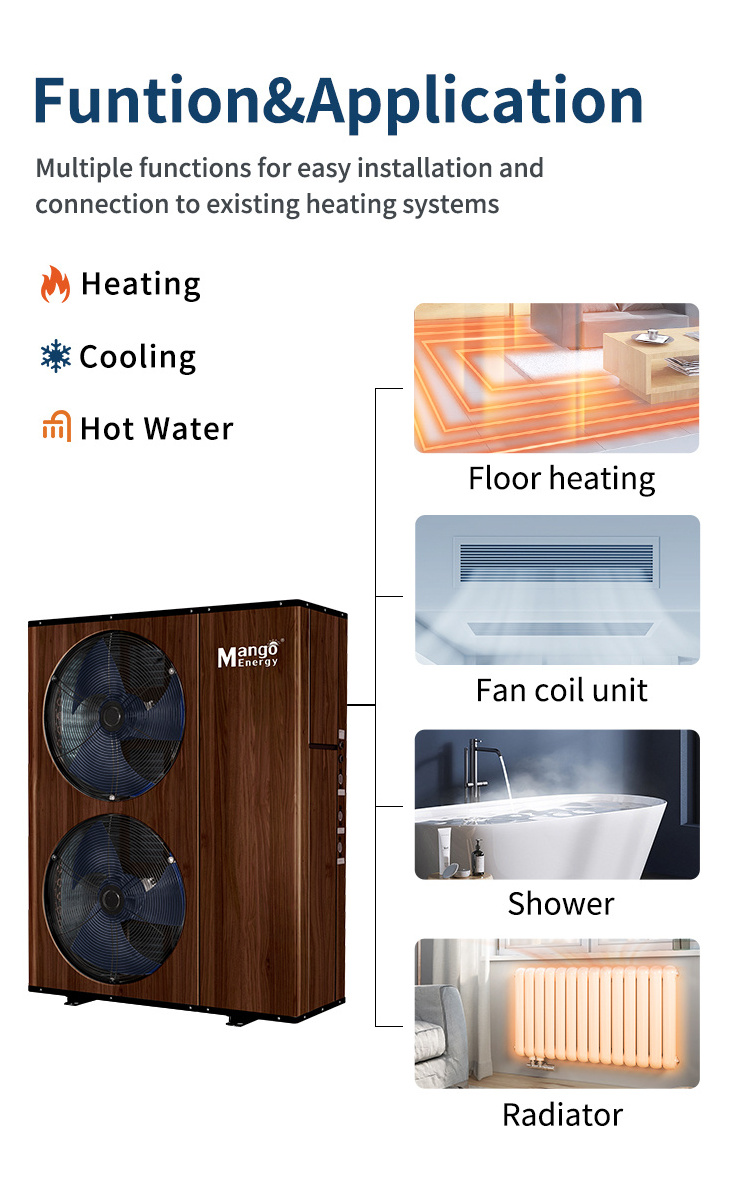 WiFi control Air Source commercial Heat Pump For Cold Weather R32 Eco-Friendly Home Floor Heating Cold Climate Heat Pump