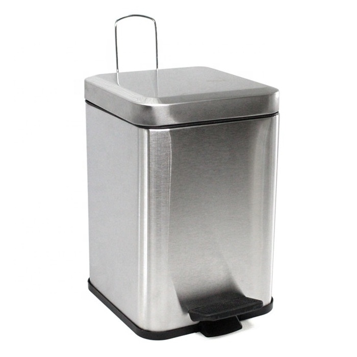 Rectangular Stainless Steel Step Trash Can Garbage Rubbish Waste Dust Bin with Removable Inner Wastebasket for Bathroom