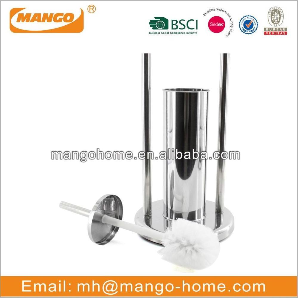 Standing Stainless Steel Toilet Paper Holder and Toilet Brush Holder