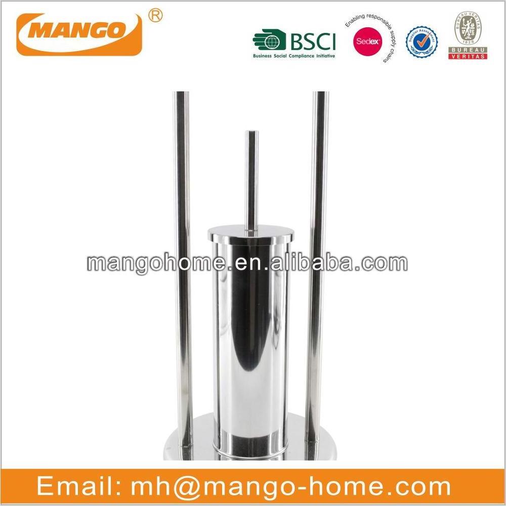 Standing Stainless Steel Toilet Paper Holder and Toilet Brush Holder