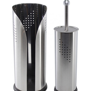 Stainless Steel Bathroom Paper Roll Holder & Toilet Brush Set Home Using Toilet Brush And Paper Roll Holder