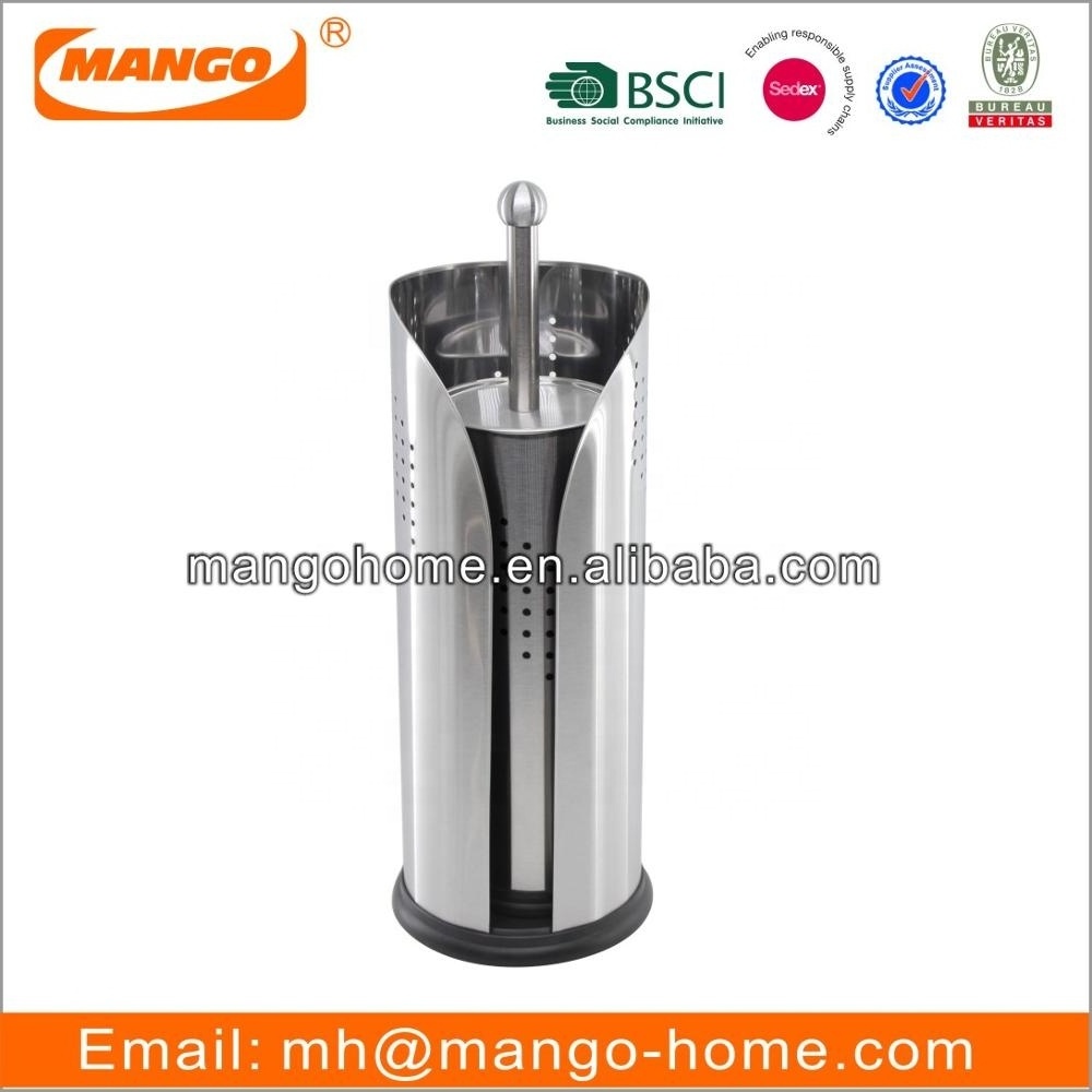 Stainless Steel Bathroom Paper Roll Holder & Toilet Brush Set Home Using Toilet Brush And Paper Roll Holder